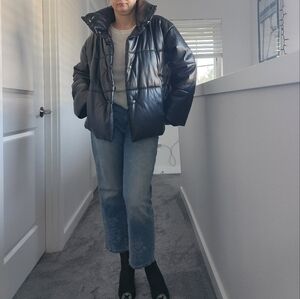 INC International Concepts Shiny Black Puffer Jacket